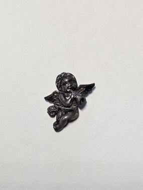 Sterling Silver 925 Cherub Angel Pendant For Necklace Oxidized